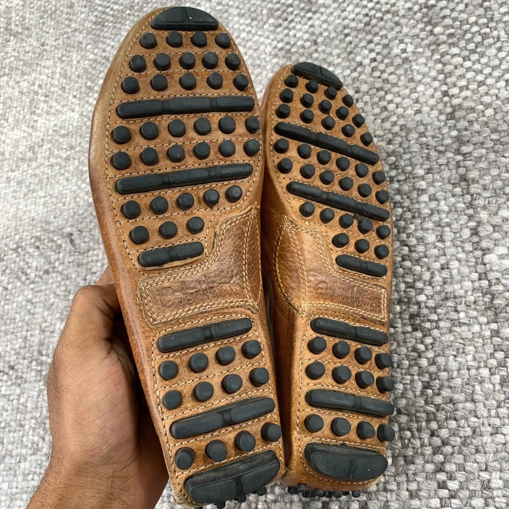 Cole Haan Driving Moccasins Men 8 D Brown Leather Penny Loafer C08429